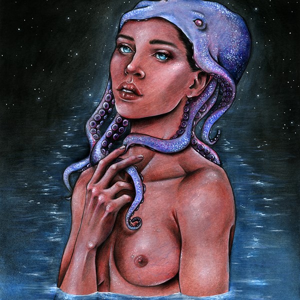 Midnight Depths - A Mermaid and Octopus Illustration