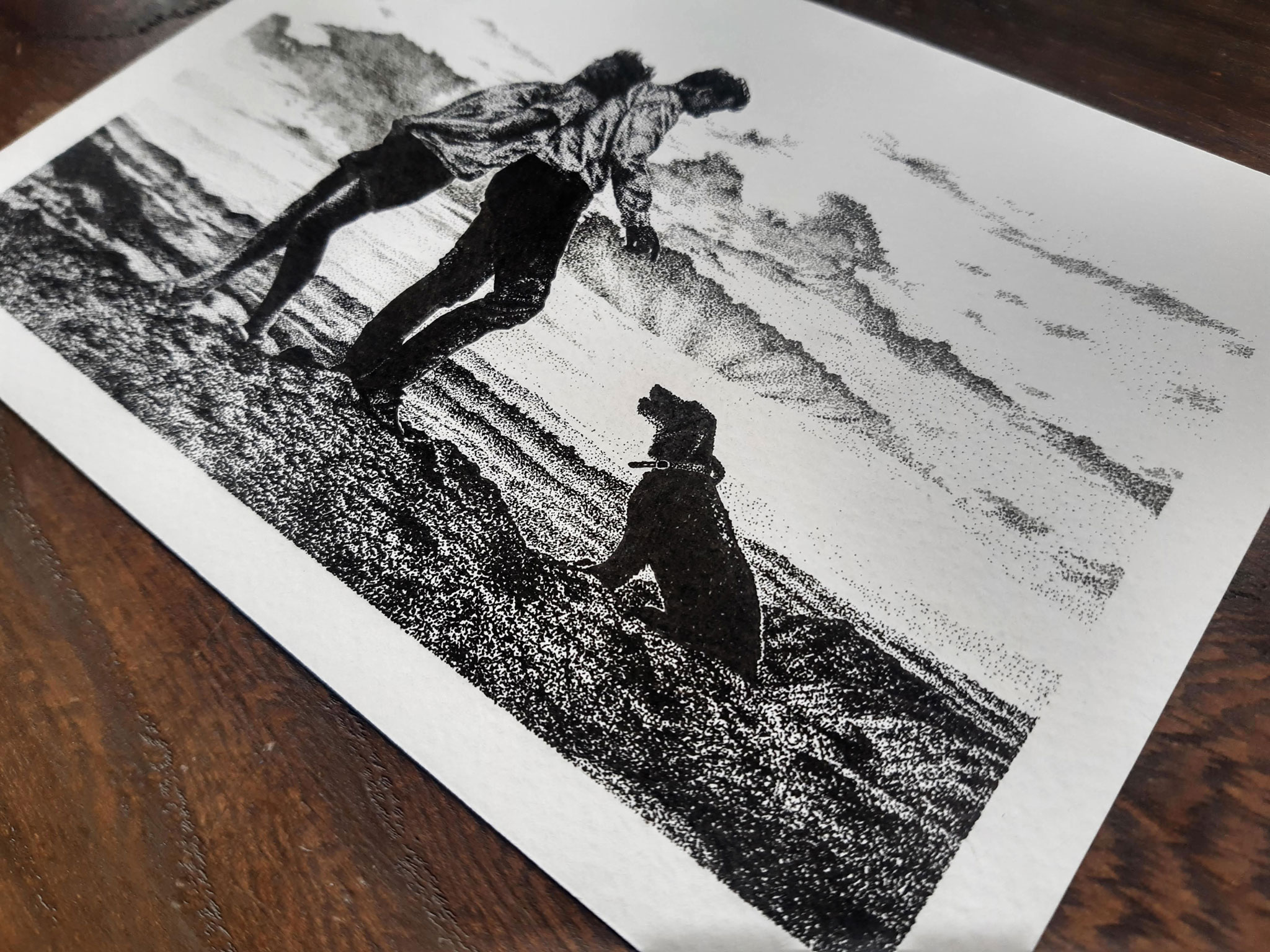 A Family Portrait In A Stippling Technique